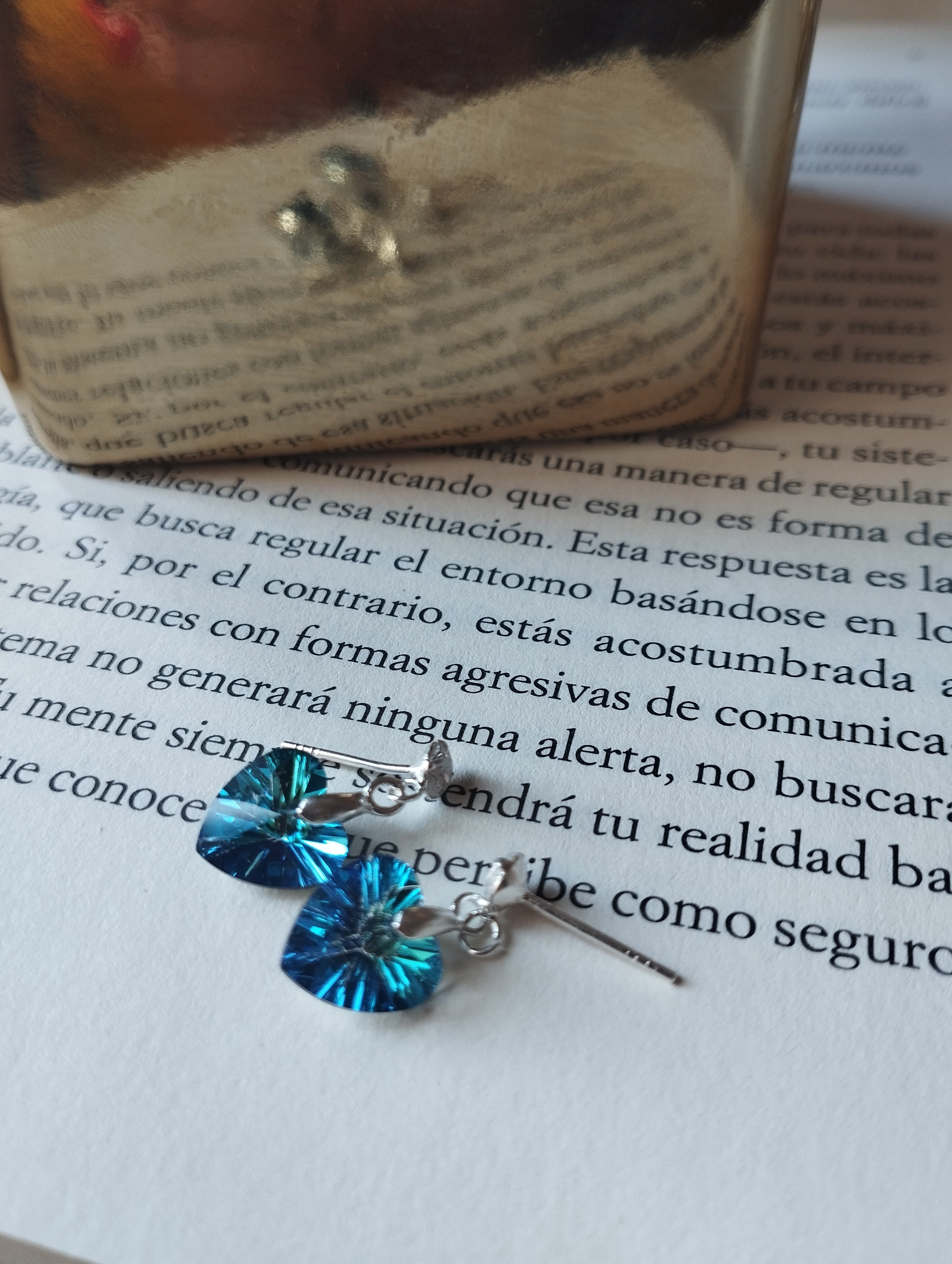 Aros de Plata 925 Cristales Tonos Azules con Circón