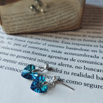 Aros de Plata 925 Cristales Tonos Azules con Circón