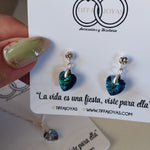 Aros de Plata 925 Cristales Tonos Azules con Circón