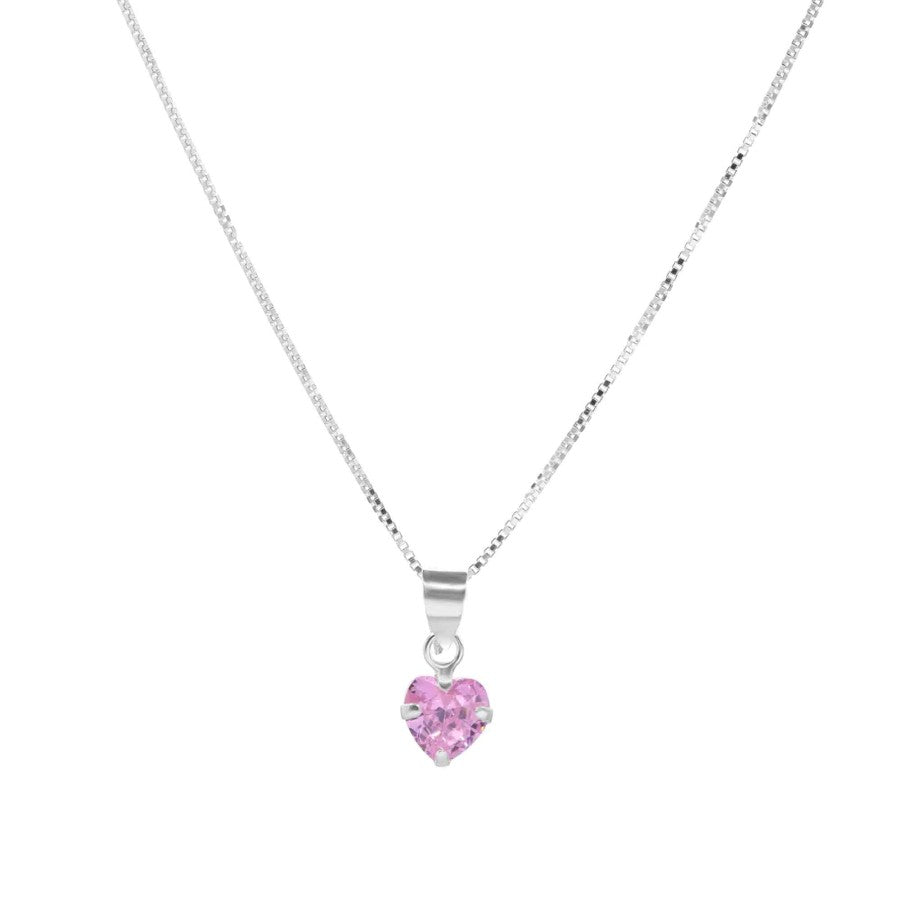 Collar de Plata 925 Punto de Luz Corazón Rosa