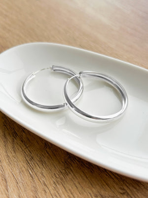 Aros Plata 925 Argollas diseño biselado con puntos