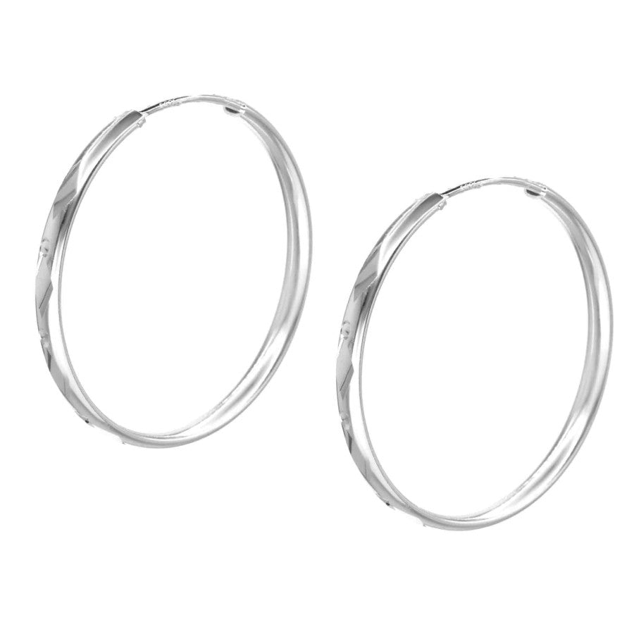 Aros Plata 925 Argollas diseño biselado con puntos